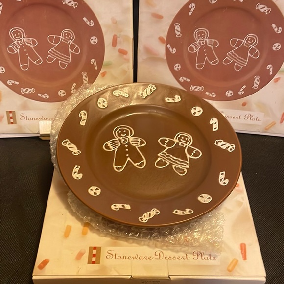 stoneware Other - Set of three stoneware gingerbread man plates